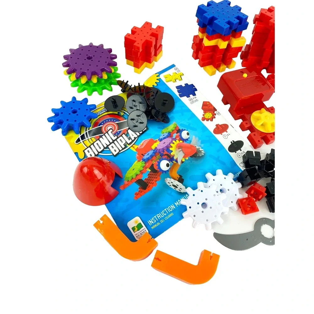 Techno Gears Construction Toy Bionic Biplane Airplane Building Toys, Many Parts!